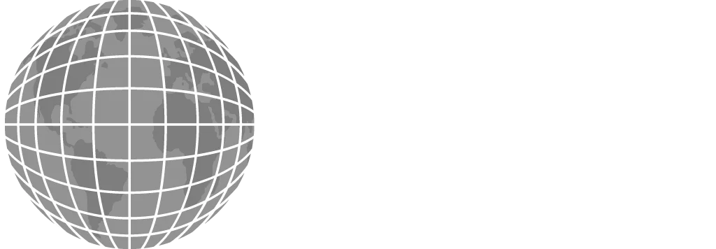 A gray globe with white grid lines is to the left of the words "International Assistance Group" in bold, white capital letters.